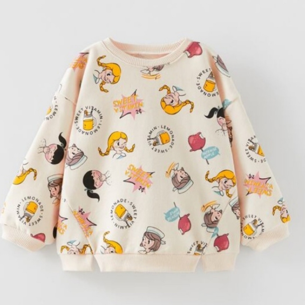 Zara Toddler Faces Print Sweatshirt.